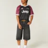 Gewaschene schwarze Denim-Halbhose