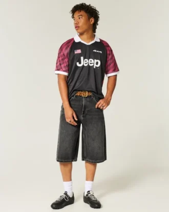 Gewaschene schwarze Denim-Halbhose