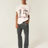 Gewaschene schwarze Loose-Jeans