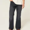 Gewaschene schwarze Relaxed Bootcut Jeans
