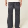 Gewaschene schwarze Relaxed Bootcut Jeans