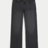 Gewaschene schwarze Relaxed Bootcut Jeans
