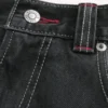 Gewaschene schwarze Skater-Baggy-Jeans mit Good Luck-Stickerei