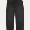 Gewaschene schwarze Skater-Baggy-Jeans mit Schlangenprint
