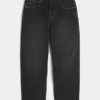 Gewaschene schwarze Skater-Baggy-Jeans mit Schlangenprint