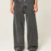 Gewaschene schwarze Super-Baggy-Jeans