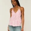 Gewebtes Babydoll-Oberteil mit Neckholder