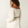 Gewebtes Kleid mit Schulterausschnitt
