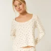 Gilly Hicks Always Cozy Waffle Langarm-Shirt mit Rundhalsausschnitt
