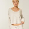 Gilly Hicks Always Cozy Waffle Langarm-Shirt mit Rundhalsausschnitt