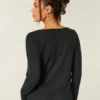 Gilly Hicks Always Cozy Waffle Langarm-Shirt mit Rundhalsausschnitt