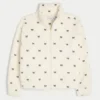 Gilly Hicks Besticktes Sherpa-Sweatshirt mit Reißverschluss