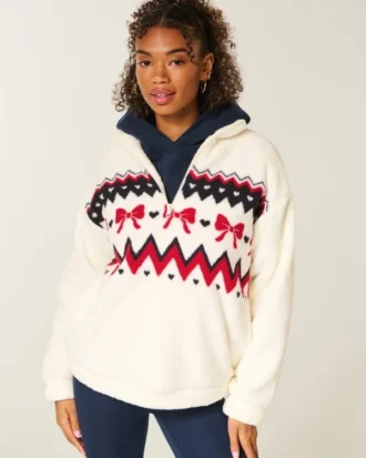 Gilly Hicks Sherpa-Sweatshirt mit Viertelreißverschluss