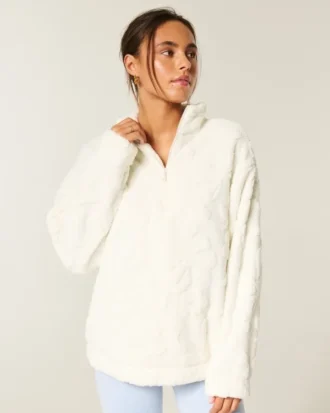 Gilly Hicks Sherpa-Sweatshirt mit Viertelreißverschluss