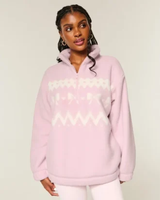 Gilly Hicks Sherpa-Sweatshirt mit Viertelreißverschluss