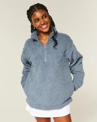 Gilly Hicks Sherpa-Sweatshirt mit Viertelreißverschluss
