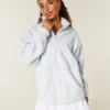 Gilly Hicks Sweatshirt mit Schleifenstickerei und Sherpa-Futter, Viertelreißverschluss