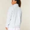 Gilly Hicks Sweatshirt mit Schleifenstickerei und Sherpa-Futter, Viertelreißverschluss