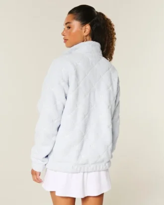 Gilly Hicks Sweatshirt mit Schleifenstickerei und Sherpa-Futter, Viertelreißverschluss