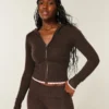 Gilly Hicks Sweatshirt mit Zip-Up-Kapuze und gewelltem Saum