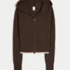 Gilly Hicks Sweatshirt mit Zip-Up-Kapuze und gewelltem Saum