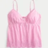 Glitzerndes Babydoll-Oberteil mit Stickerei