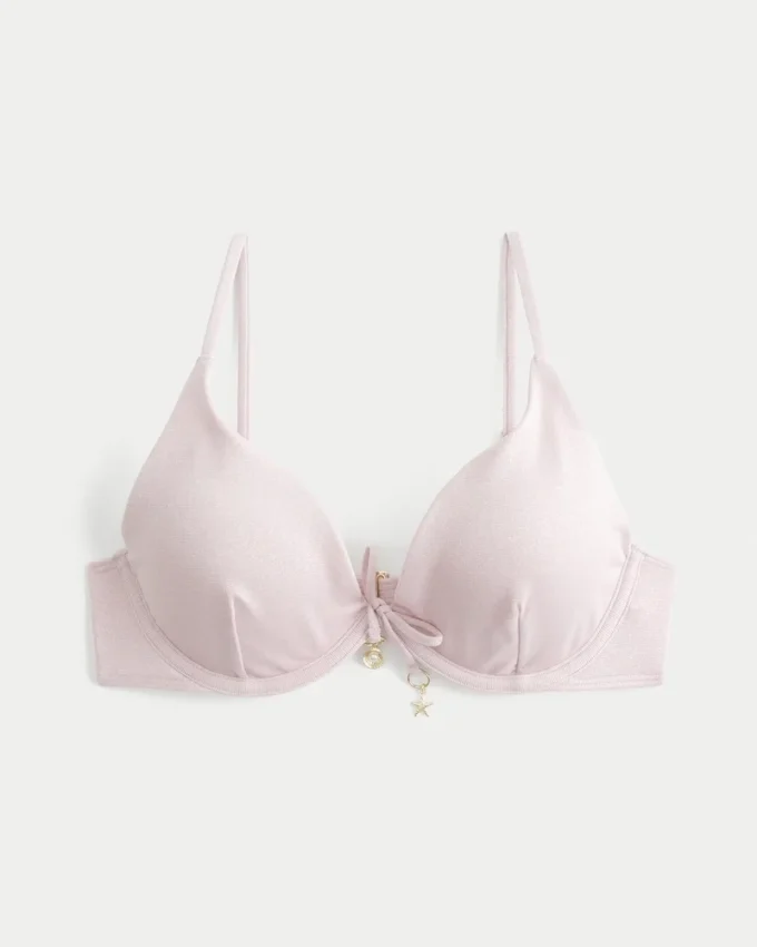 Glänzendes Bikini-Oberteil mit Bügeln