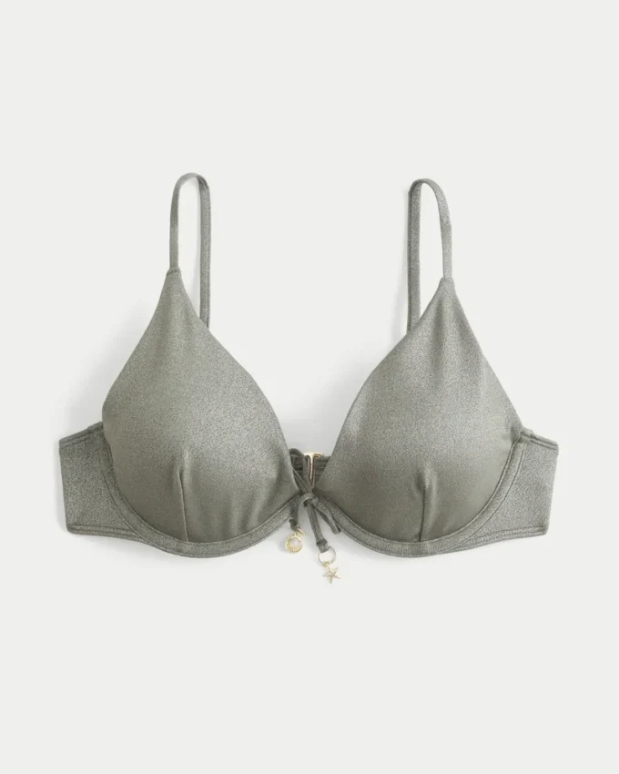 Glänzendes Bikini-Oberteil mit Bügeln
