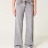 Graue Baggy-Jeans mit niedriger Leibhöhe