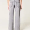 Graue Baggy-Jeans mit niedriger Leibhöhe