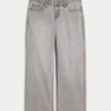 Graue Baggy-Jeans mit niedriger Leibhöhe
