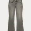 Graue Bootcut-Jeans mit niedriger Leibhöhe