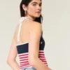 Haltertop im Häkelstil mit amerikanischer Flagge