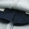Hellblau gewaschene Mini-Skort aus Denim mit Schnürung