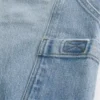 Hellblaue, bestickte Skater-Baggy-Jeans mit Gesäßtasche