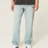 Hellblaue Downforce Racing Graphic Loose Jeans