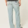 Hellblaue Downforce Racing Graphic Loose Jeans