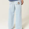 Hellblaue New York Graphic Super Baggy Jeans