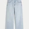 Hellblaue New York Graphic Super Baggy Jeans