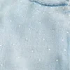 Hellblaue, verzierte Super-Baggy-Jeansshorts
