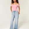 Hoch geschnittene Baggy-Jeans in mittlerer Waschung