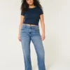 Hoch geschnittene Dad-Jeans in dunkler Waschung