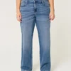 Hoch geschnittene Dad-Jeans in dunkler Waschung