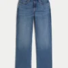 Hoch geschnittene Dad-Jeans in dunkler Waschung