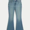 Hoch geschnittene Flare-Jeans in mittlerer Waschung