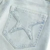 Hoch geschnittene, hellblaue Star Pocket Flare Jeans