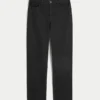 Hoch geschnittene schwarze Straight-Jeans