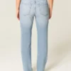 Hoch geschnittene Straight-Jeans in heller Waschung mit Used-Look