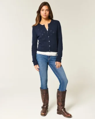 Hoch geschnittene Super-Skinny-Jeans in dunkler Waschung