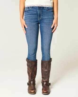 Hoch geschnittene Super-Skinny-Jeans in dunkler Waschung